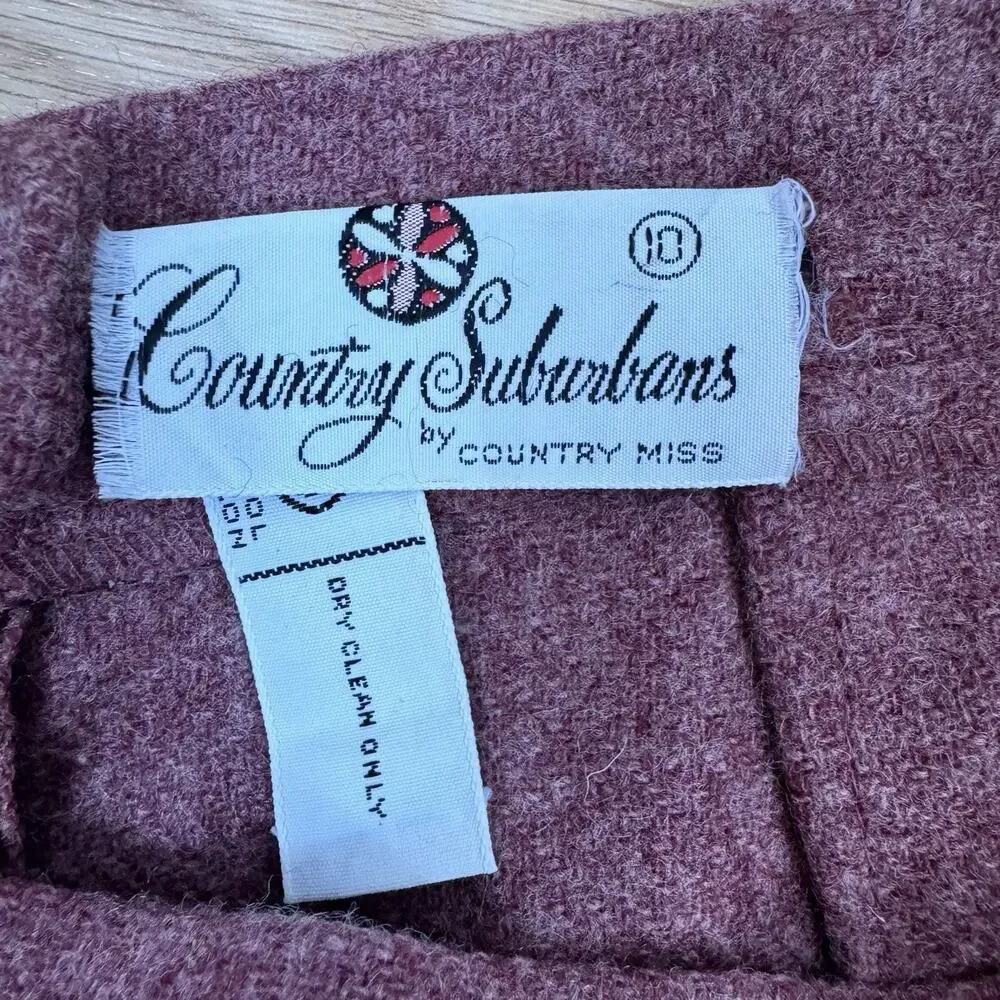 Women’s Vintage Skirt Size 10 Burgundy Wool Blend Christmas Holiday Classic Midi